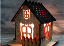 Солевая лампа - светильник с диммером Домик деревянный 1-1,3 кг