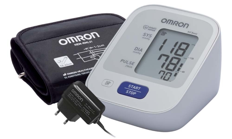 Тонометр автоматический OMRON M2 Basic c адаптером + универсальная манжета 22-42см (HEM-7121-ALRU)