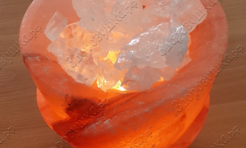 Солевая лампа Вазон с кристаллами