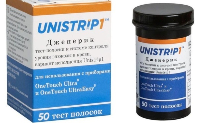 Тест-полоски UniStrip1 Generic Аналог для глюкометров  OneTouch Ultra и OneTouch UltraEasy (50шт)